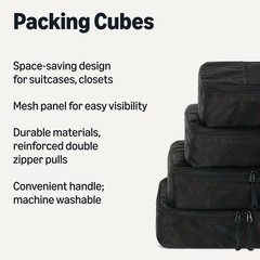 Retailer Essentials 4-Piece Space-Saving Packing Cubes Travel Accessories Set