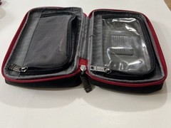 Tumi Alpha Split Kit Travel Black Toiletry Cosmetic Bag Organizer Red Zipper