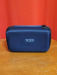 TUMI for Delta Amenity Kit Travel Toiletry Case Navy Blue Zip Hard Shell Pouch