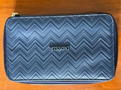 MISSONI Delta One First Class Amenity Kit BAG ONLY Blue Leather Case