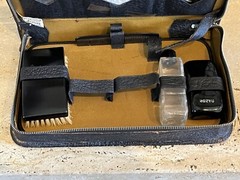 DUO KIT Genuine Leather Men’s Travel Grooming Kit 12”x7”x2” vintage 1940s? 50s?