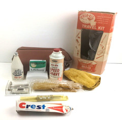 NEW Vintage Shaving Travel Bag Old Spice Gillette Razor Lifebuoy Crest and more