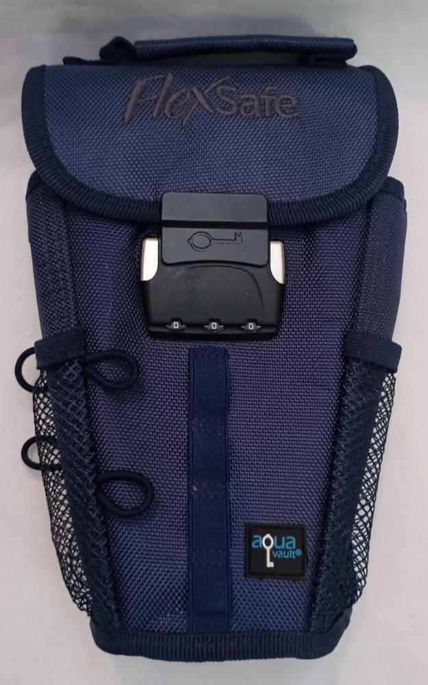 AquaVault FlexSafe Portable Travel Safe – Navy Blue