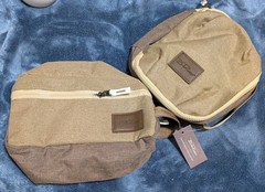 Bella Russo Toiletry Bag and Tech Case Tan Canvas Material with Zippers NEW