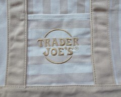 Four (4) Trader Joe&rsquo;s Striped Mini Canvas Tote Bag – Light Brown, Pink, Green