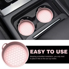 Ferianl 4PCS Car Cup Holder Coaster, 2.75 inch Silicone Non-Slip Insert pink