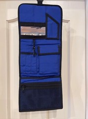 LL Bean Black Blue Nylon Hanging Tri-Folding Shower Caddy Travel Bag Organizer