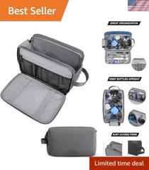 Versatile Men&rsquo;s Water-Resistant Toiletry Organizer – Large Travel Dopp Kit Grey