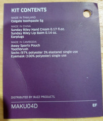 UNITED AWAY Toiletries Travel Kit. Soft pouch. See photo for contents.