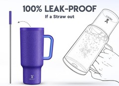 Meoky 40 oz Tumbler Travel Mug Handle Lid Straw Stainless Steel