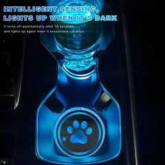 ZNDAW 2PCS LED Cup Holder Lights, 7 Colors Changing Dog Paw Car Coaster