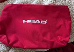 HEAD Zippered Pouch Cosmetic Bag RED Logo Zipper Pull 11&Prime; x 7&Prime;