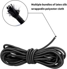 10mx4mm Marine Grade Bungee Shock Cords Elastic Tie Down 4mm Black, Black