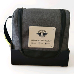 Dockers Hanging Travel Kit Overnight Case / Gray & Black Toiletry Organizer -NEW