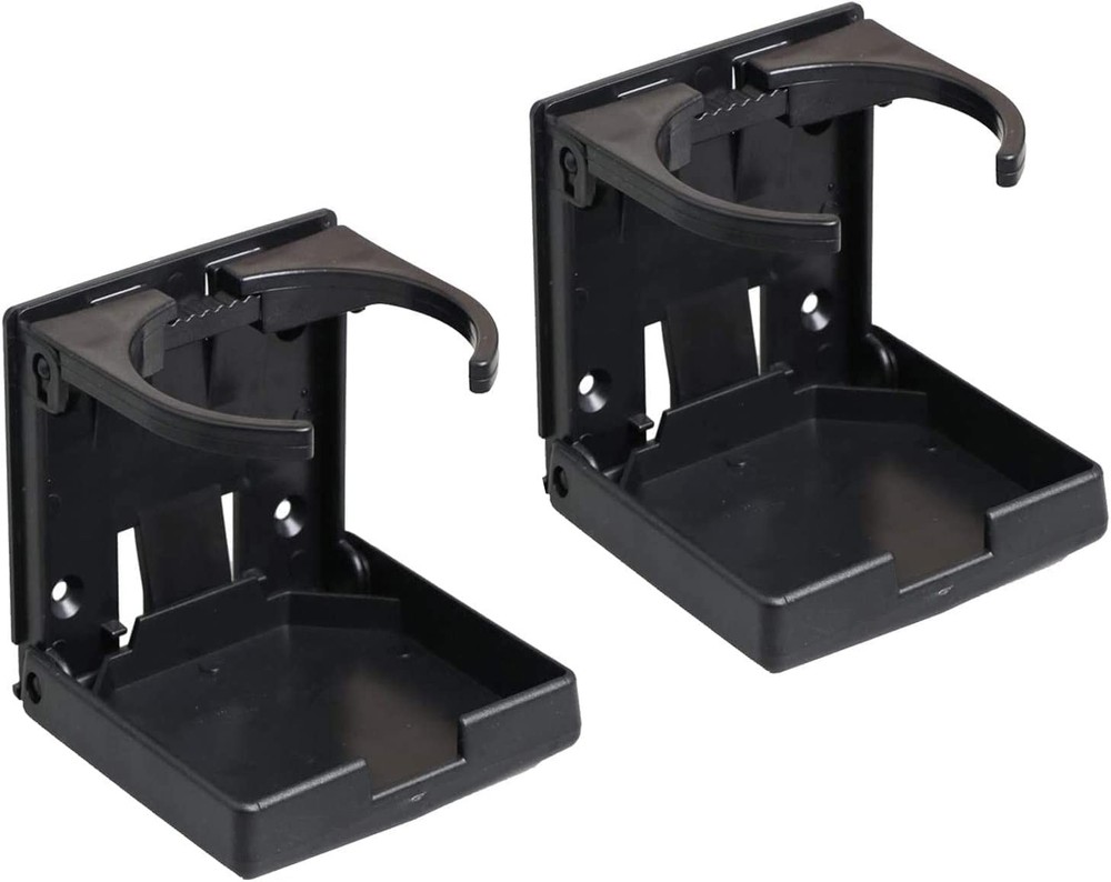 2PCS Adjustable Folding Drink Holder with Screws and Tapes, Black