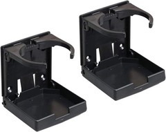 2PCS Adjustable Folding Drink Holder with Screws and Tapes, Black