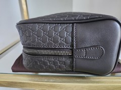 Gucci Blackbrown GG Embossed Leather Travel Toiletry Bag MPN 473878 520981