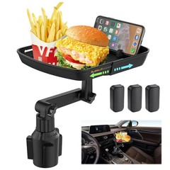 DOUBFIVSY Larger Cup Holder Tray for Car, 10 inch Car Food with Black