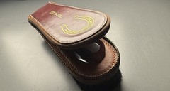 VTG 50s 60s MCM Equestrian Leather Clothes Brush Pocket Grooming Set File Comb