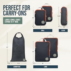 Compression Packing Cubes for Carry-On Travel 6-Pack Ultralight Ripstop