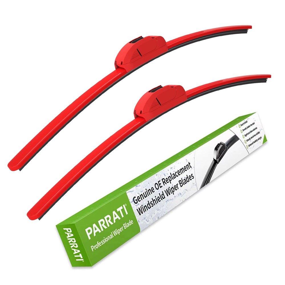 OEM QUALITY 26&Prime; + 18&Prime; PARRATI Premium All-Season Bright Red Windshield Wiper …