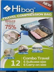 Hibag 12 Combo Travel Compression Bags 6 Suitcase Size & 6 Carry-On Size