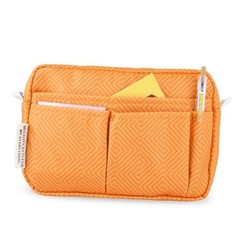 Multi-Functional Portfolio Organizer, Waterproof Travel Pouch Zippered Orange