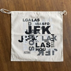 Vine Street Travel Bag USA Flight Pattern Drawstring Canvas Laundry Shoe LAX JFK
