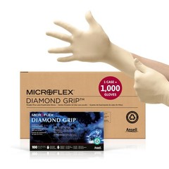 Microflex Diamond Grip MF-300 Disposable Latex Gloves Extra Small, Natural