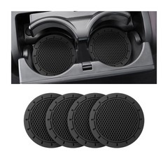 Car Cup Holder Coaster, 4 Pack 2.75 Inch Diameter Non-Slip Universal Black