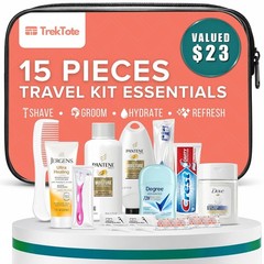 15 Piece TSA-Compliant Women’s Travel & Hygiene Kit in Clear Bag – Travel Ready