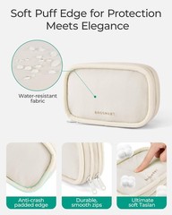 Compact & Portable Electronics Organizer Case with Protective Padding – Beige