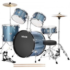 Drum Set, 5-Piece 22 in Junior Drum Sets, Beginner Drums Set with Adjustable Thr