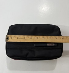 Tumi Alpha Split Kit Travel Black Toiletry Cosmetic Bag Organizer Red Zipper