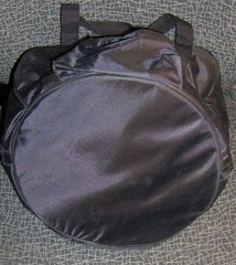9&Prime; tall x 10&Prime; diam rOund BLACK Tote bag Polyester w/ handles & clamshell zippers