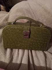 Vintage Hard Shell Luggage Toiletry Bag Green – With New Contents 8&Prime; X 4.5&Prime; x 2