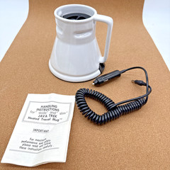Java Trek Wide Base Heated Ceramic Travel Mug -plugs into cigarette lighter