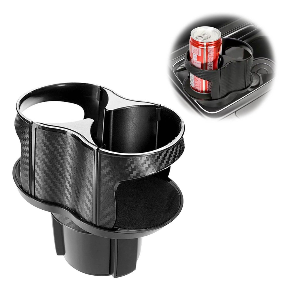 Reofrey 2-in-1 Multifunctional Car Cup Holder Expander Adapter, Black