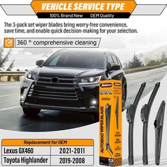 AUTOBOO 26&Prime;+20&Prime; Windshield Wipers with 12&Prime; Rear Wiper Blade Replacement for T…