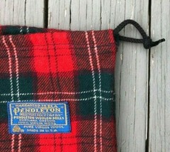 Vintage Pendleton pure virgin Wool Shoe Bag w drawstring Plaid 16 x 9 USA Made