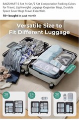 BAGSMART 6 Set Compression Packing Cubes Lightweight Luggage