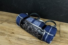 Handmade Leather Motorcycle Blanket Roll / Custom Carved Bedroll Straps