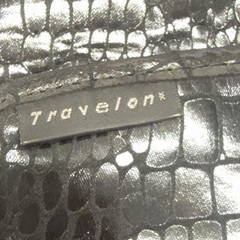 Travelon Black Faux Croc Crossbody Shoulder Bag Travel Organizer Purse Y2K