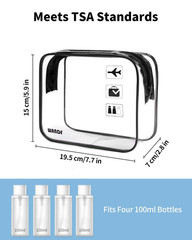 WANDF TSA Approved Toiletry Bag, 2 Packs Travel Clear Toiletry Bag, Quart Size M