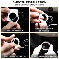 EcoNour Bling Cup Holder Insert (2 Pack) with Push Start Button Black-white