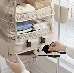 Multi-Layer Travel Storage Rack – Foldable Clothing Storage Bag with 4-Tier Wall
