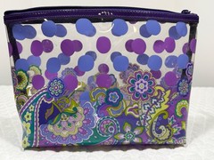 Vera Bradley Polka Dot Floral Paisley Makeup Cosmetic Clear Bag Beach Pool