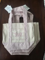 Trader Joe&rsquo;s Canvas Mini Tote Bag Stripe Pink