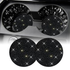 SINGARO Bling Cup Holder Coasters for Car, 2PCS Universal 2PCS, Black
