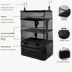 Multi-Layer Travel Storage Rack – Foldable Clothing Storage Bag with 4-Tier Wall